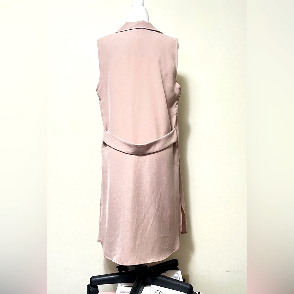 Stoosh Pale Pink 41” Length Sleeveless Back Belt Open Wrap Cloak Vest Jacket M/L - Picture 11 of 14